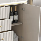 Armoire de rangement ovale imperméable Glam Stone avec 4 tiroirs