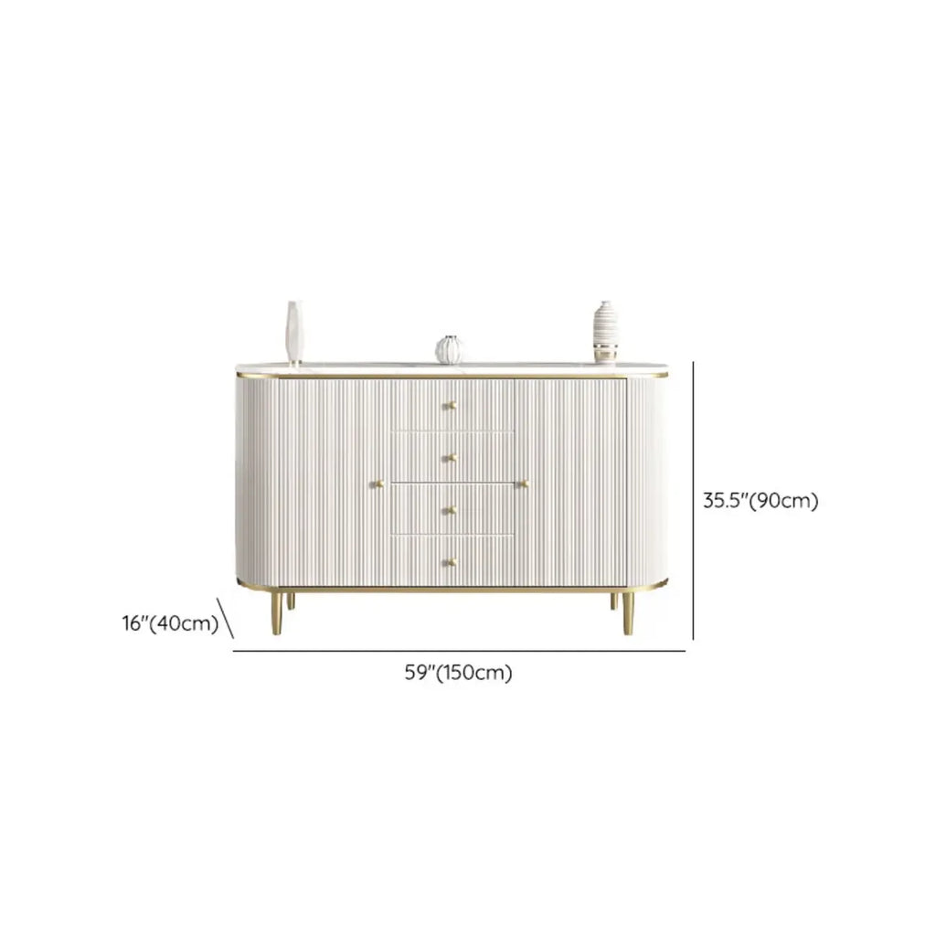 Armoire de rangement ovale imperméable Glam Stone avec 4 tiroirs