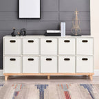 Armoire de rangement compartimentée en bois massif durable avec encoches