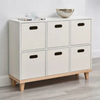 Armoire de rangement compartimentée en bois massif durable avec encoches