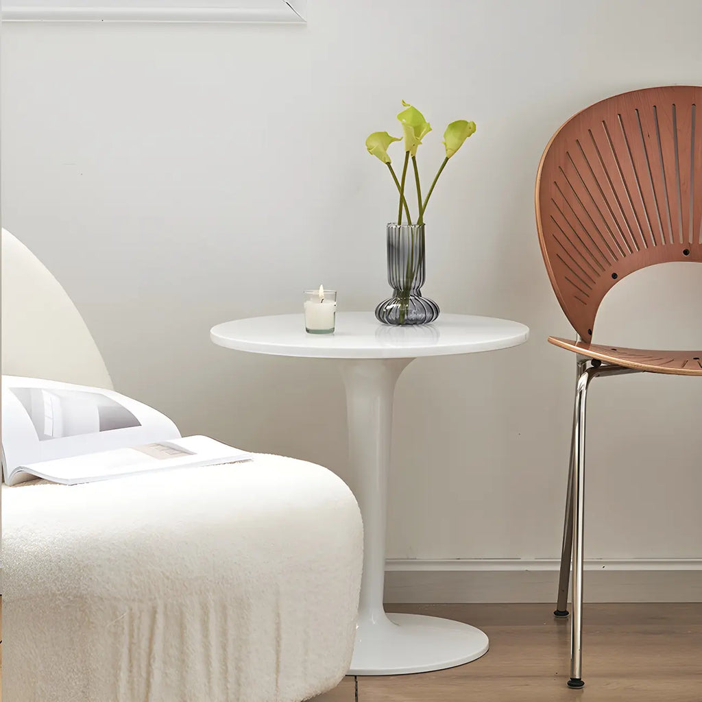 Table d'appoint ronde minimaliste en acrylique blanc pour salon