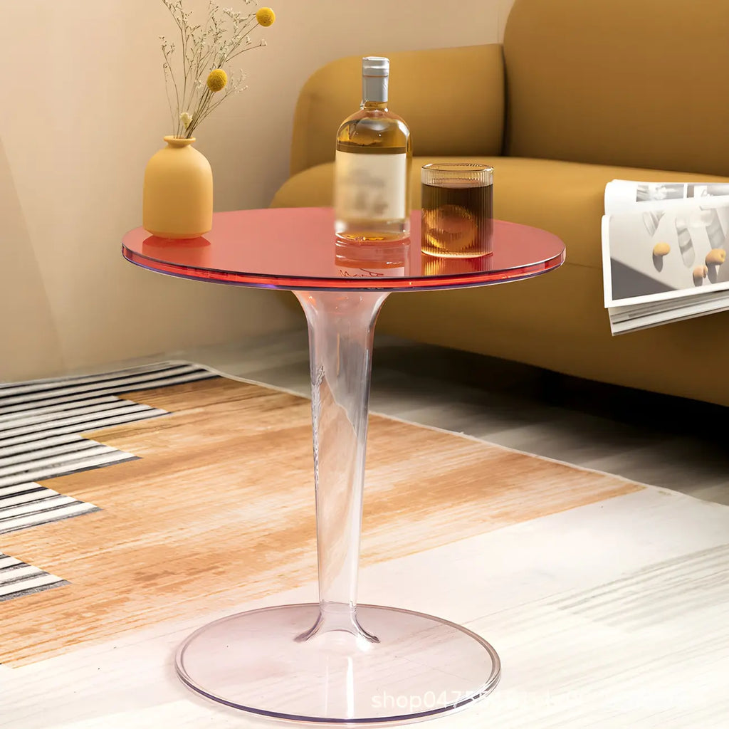 Table d'appoint ronde minimaliste en acrylique blanc pour salon