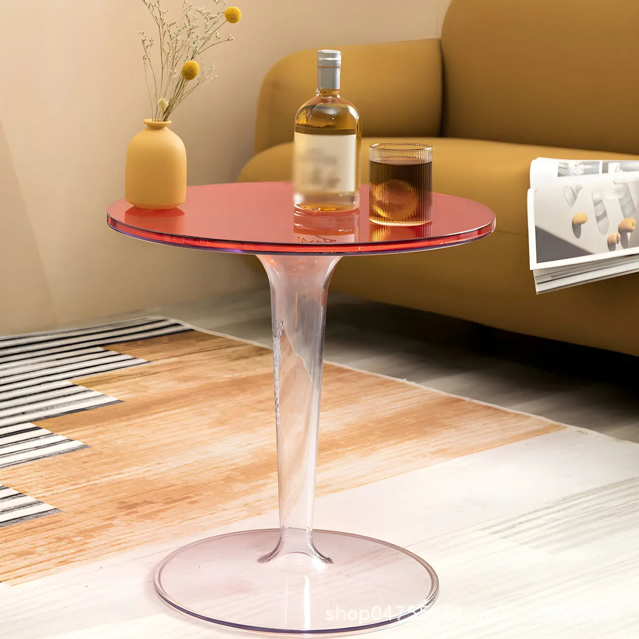Table d'appoint ronde minimaliste en acrylique blanc pour salon