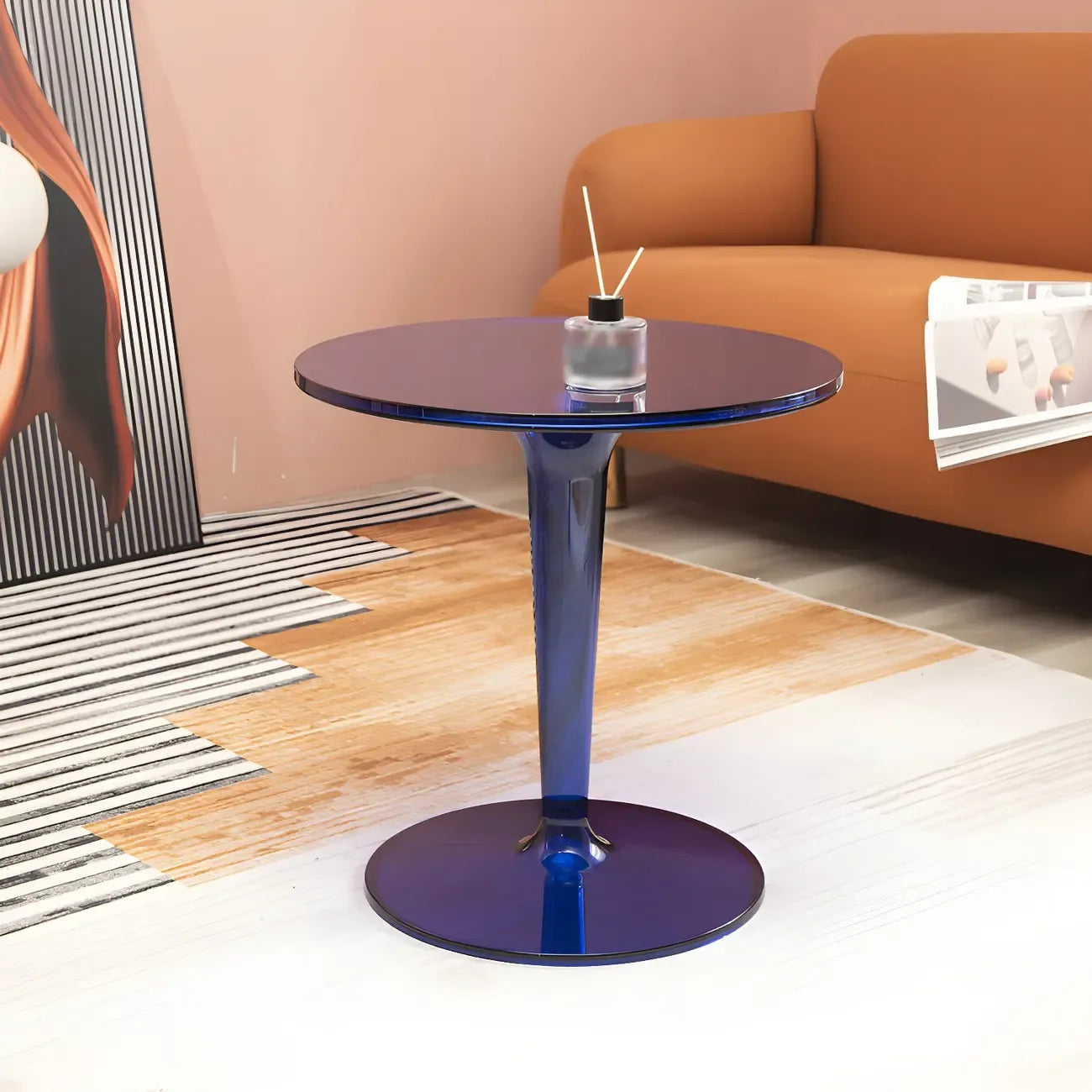 Table d'appoint ronde minimaliste en acrylique blanc pour salon