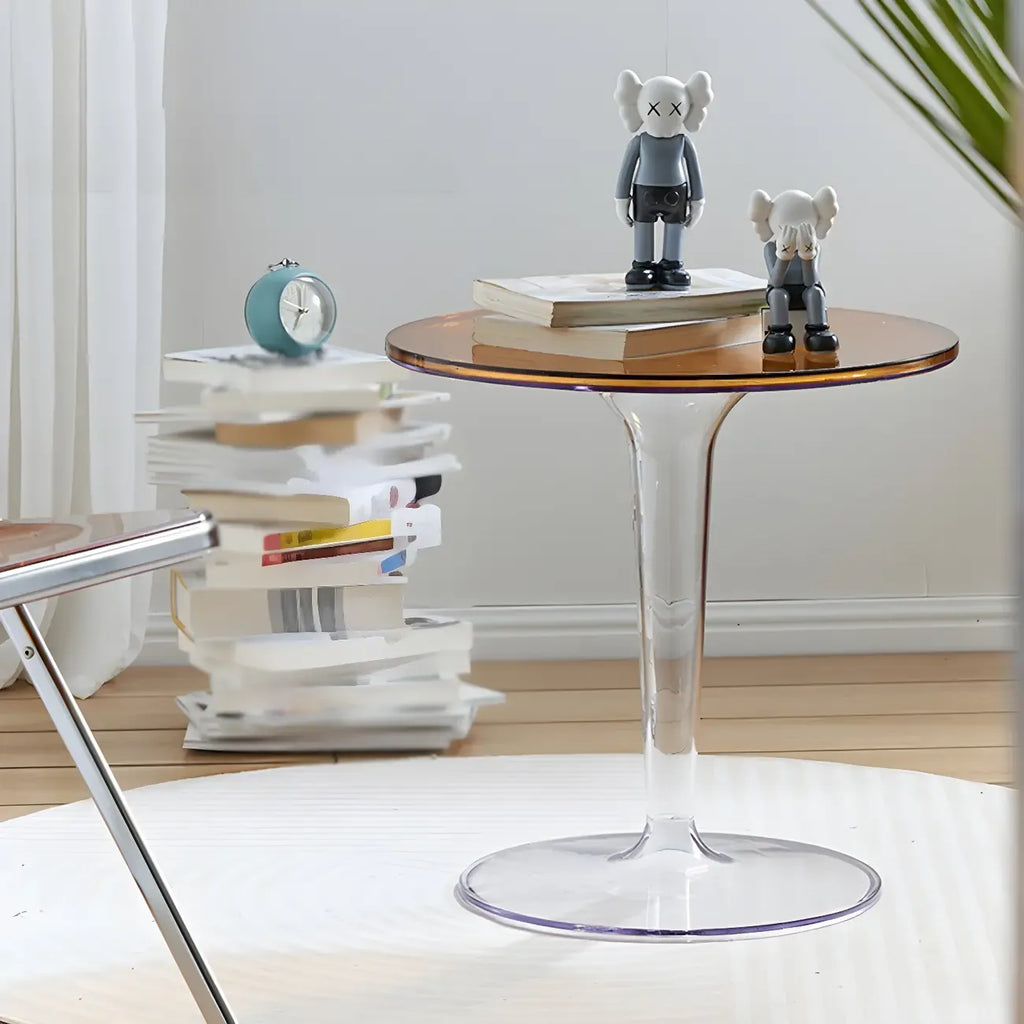 Table d'appoint ronde minimaliste en acrylique blanc pour salon