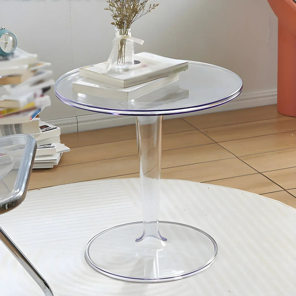 Table d'appoint ronde minimaliste en acrylique blanc pour salon