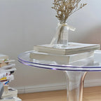 Table d'appoint ronde minimaliste en acrylique blanc pour salon