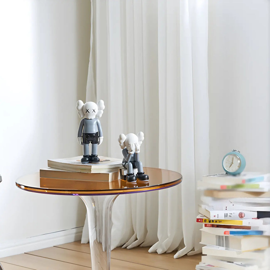 Table d'appoint ronde minimaliste en acrylique blanc pour salon