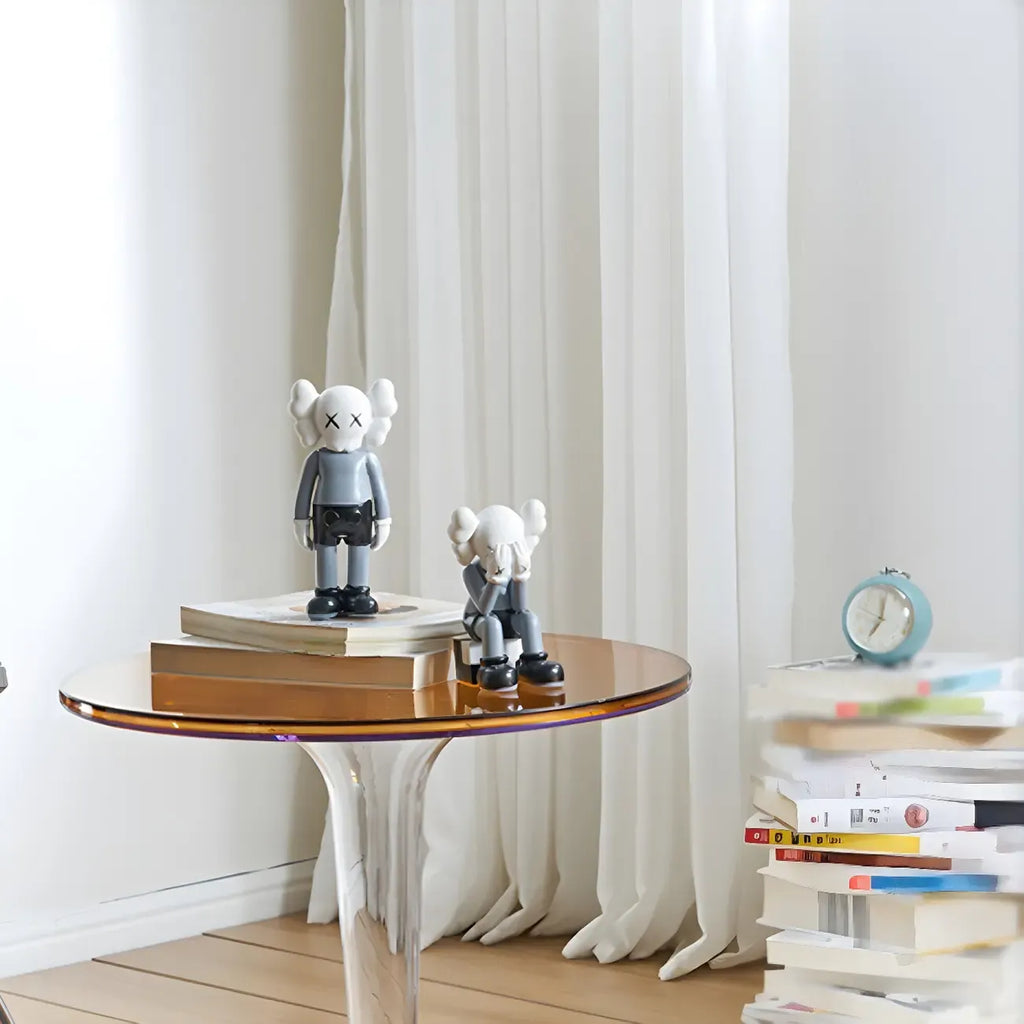 Table d'appoint ronde minimaliste en acrylique blanc pour salon