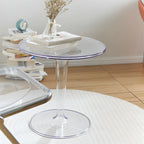 Table d'appoint ronde minimaliste en acrylique blanc pour salon
