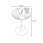 Table d'appoint ronde minimaliste en bois brun avec piètement en métal