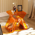 Table d'appoint en acrylique gris avec porte-revues pour salon