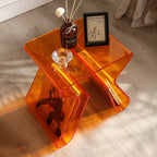 Table d'appoint en acrylique gris avec porte-revues pour salon