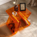 Table d'appoint en acrylique gris avec porte-revues pour salon