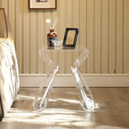Table d'appoint en acrylique gris avec porte-revues pour salon