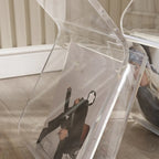 Table d'appoint en acrylique gris avec porte-revues pour salon