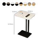 Table d'appoint minimaliste en forme de C en pierre frittée blanche pour canapé