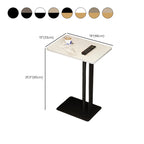 Table d'appoint minimaliste en forme de C en pierre frittée blanche pour canapé
