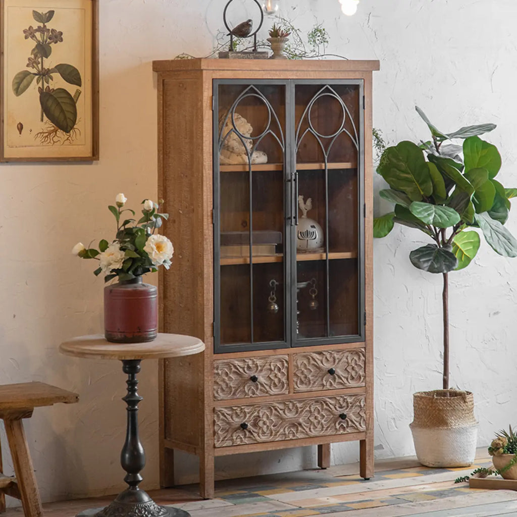 Armoire de rangement autoportante de style campagne française pour la décoration intérieure
