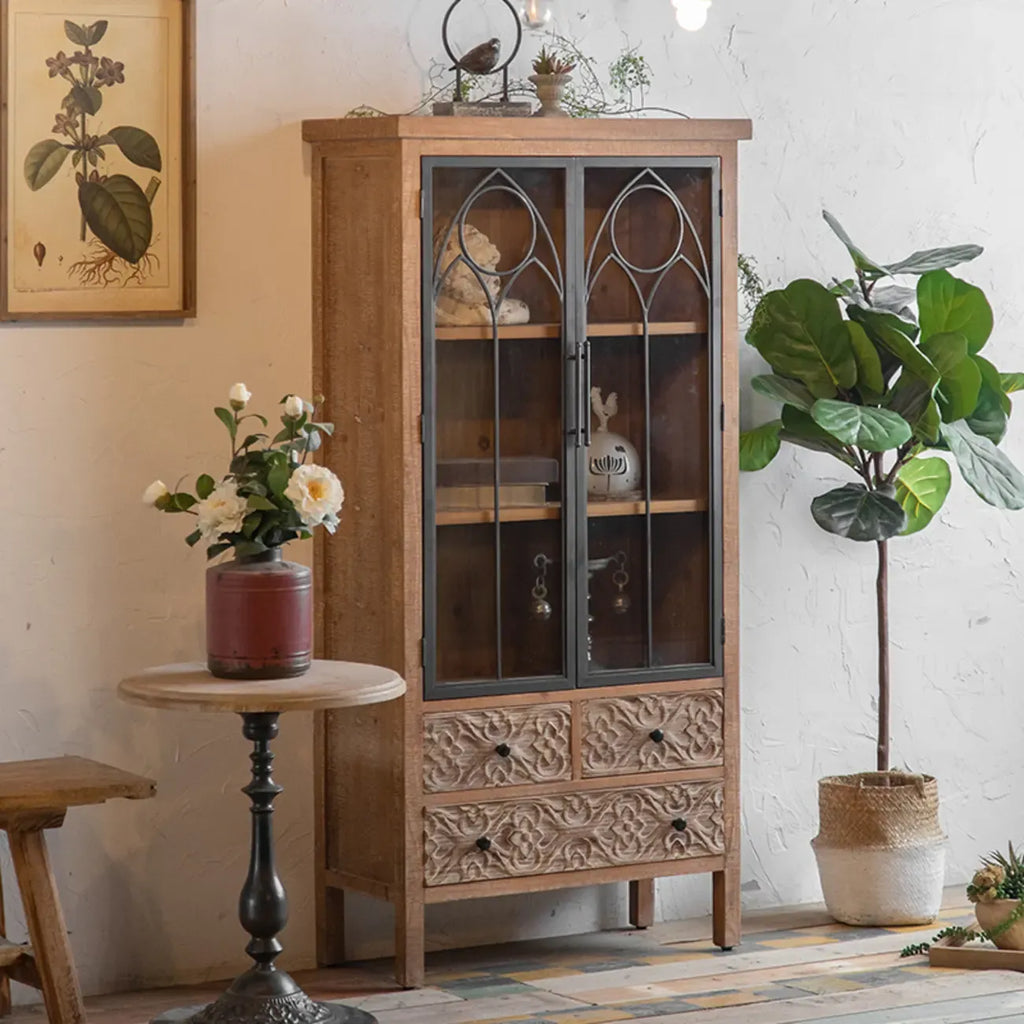 Armoire de rangement autoportante de style campagne française pour la décoration intérieure
