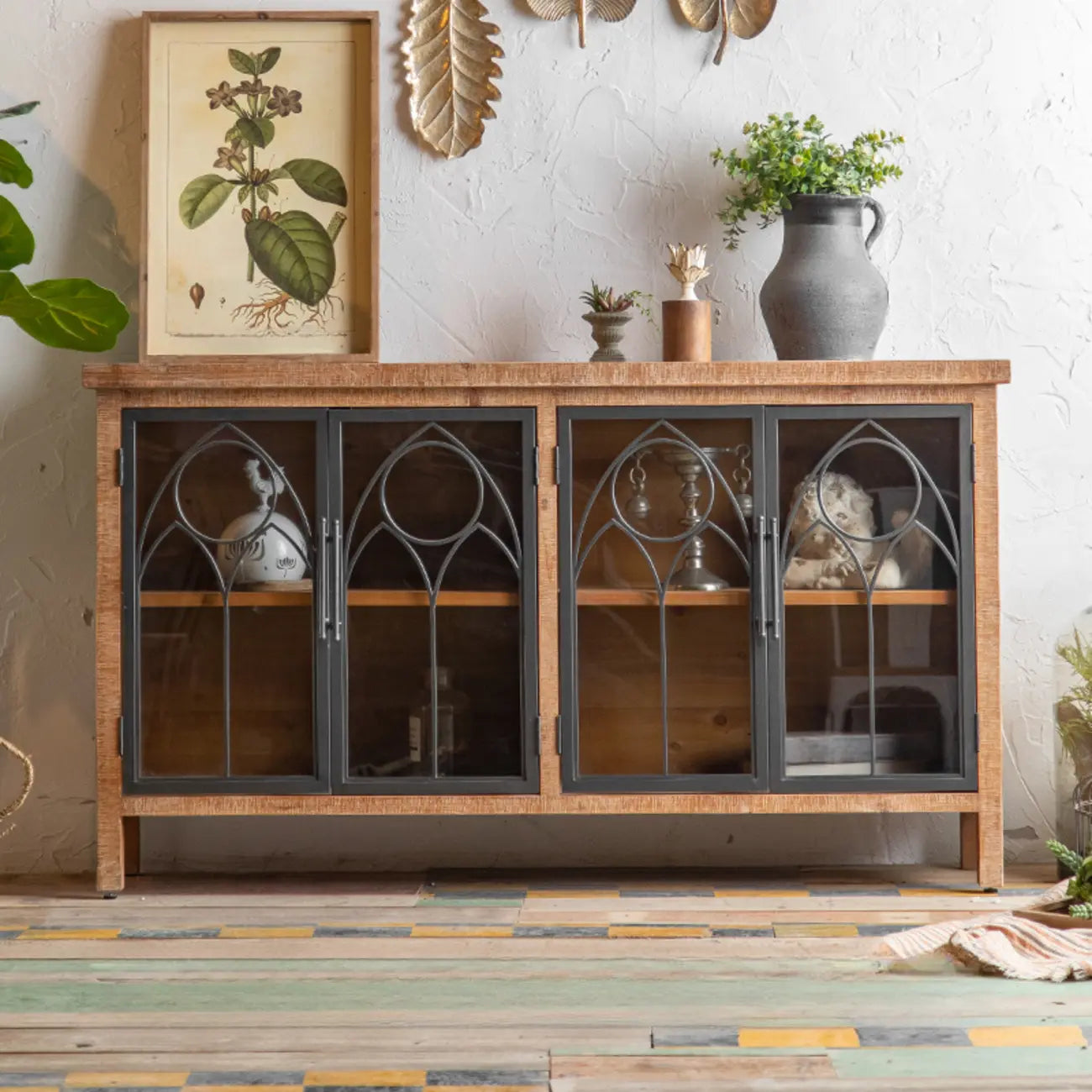 Armoire de rangement autoportante de style campagne française pour la décoration intérieure
