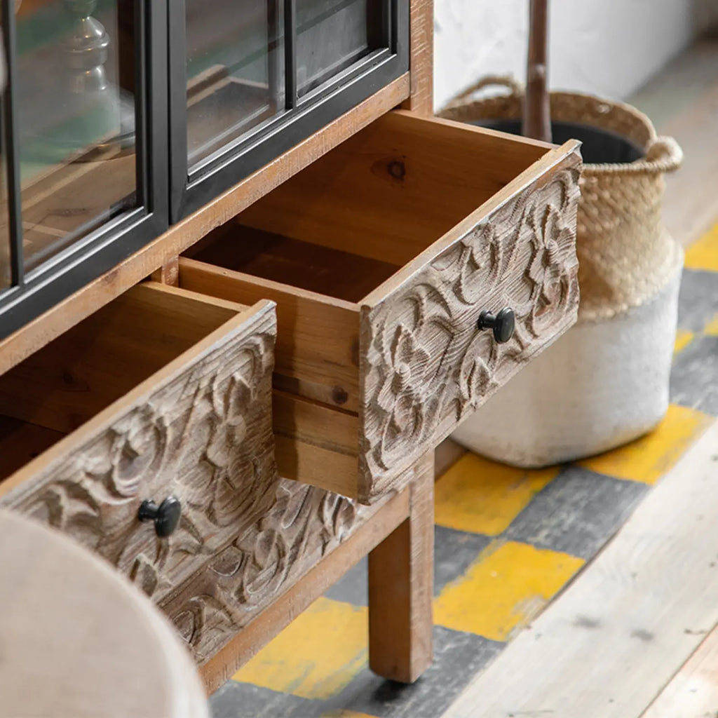Armoire de rangement autoportante de style campagne française pour la décoration intérieure