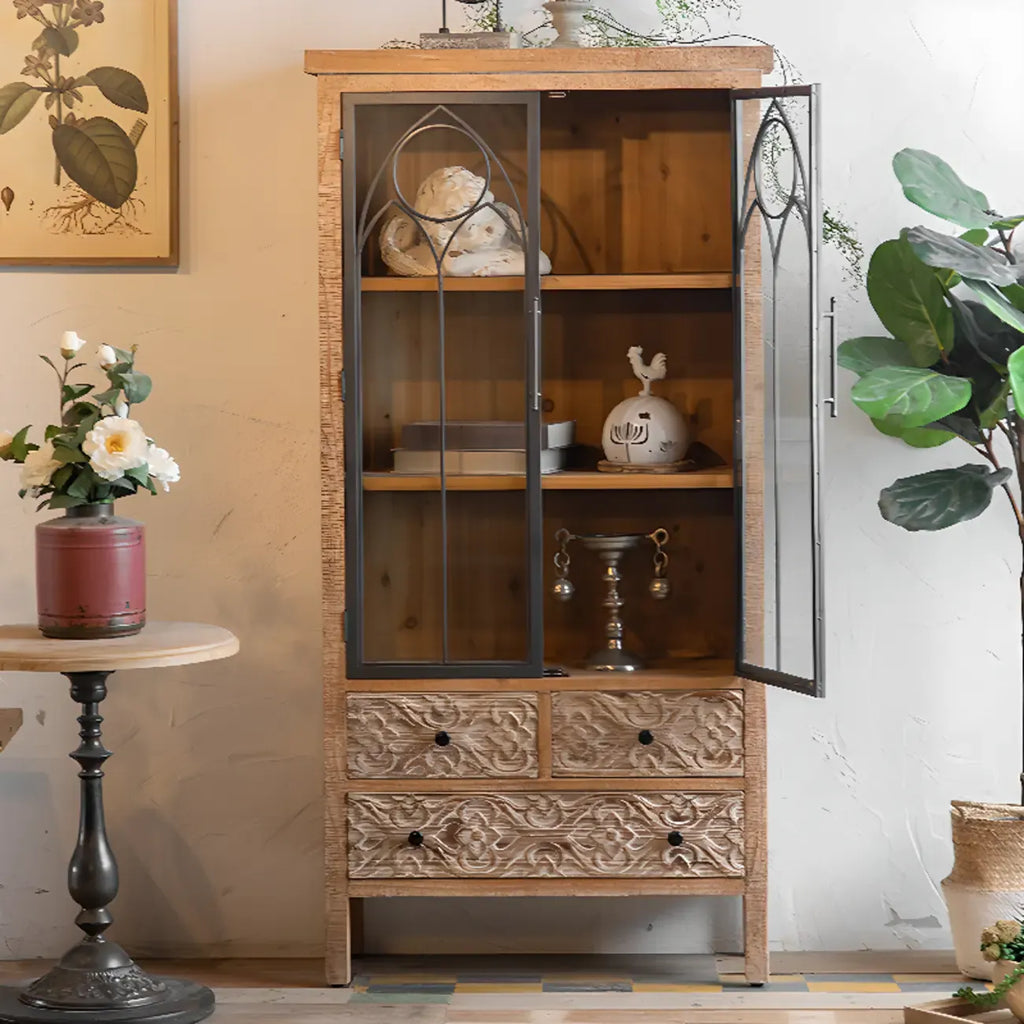 Armoire de rangement autoportante de style campagne française pour la décoration intérieure