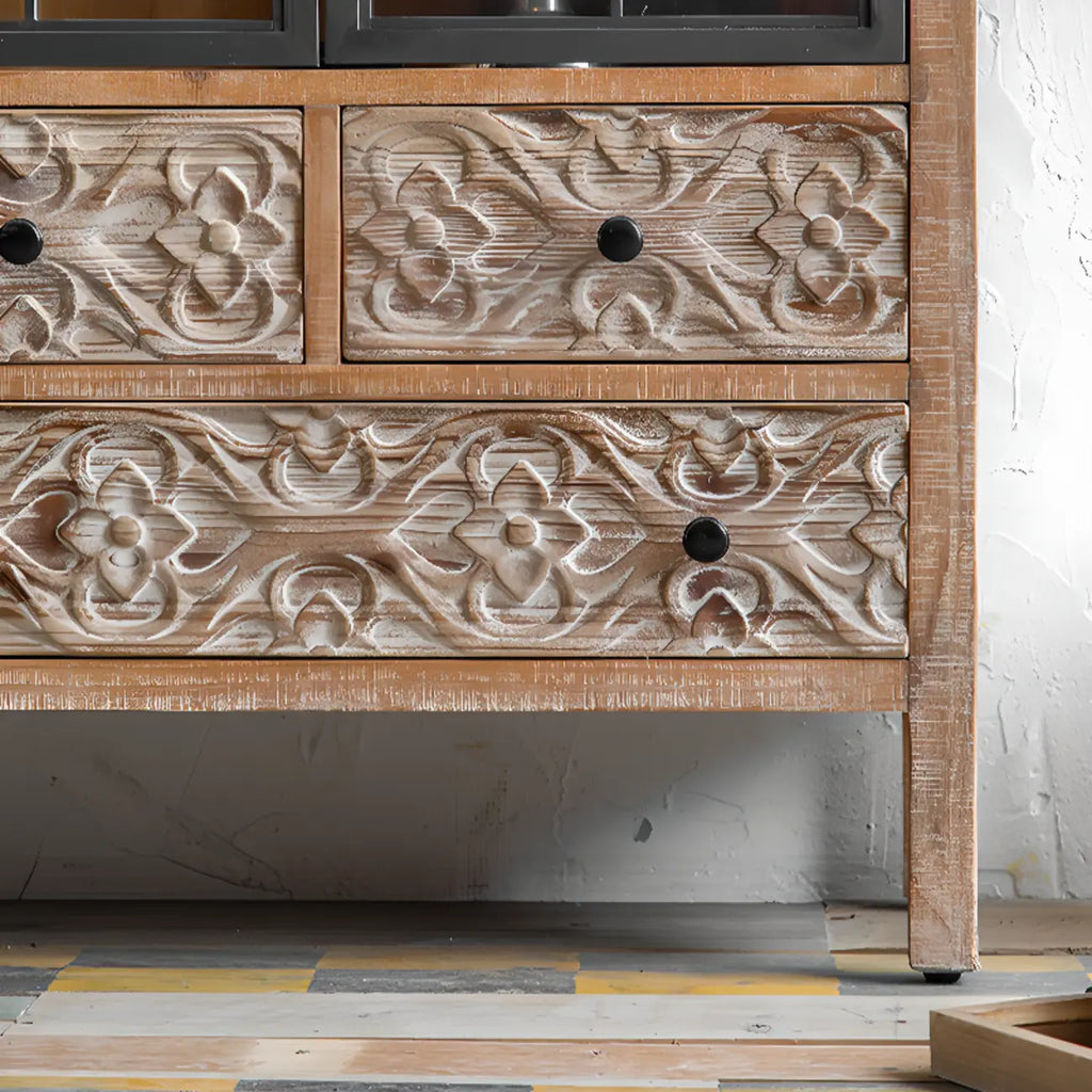 Armoire de rangement autoportante de style campagne française pour la décoration intérieure