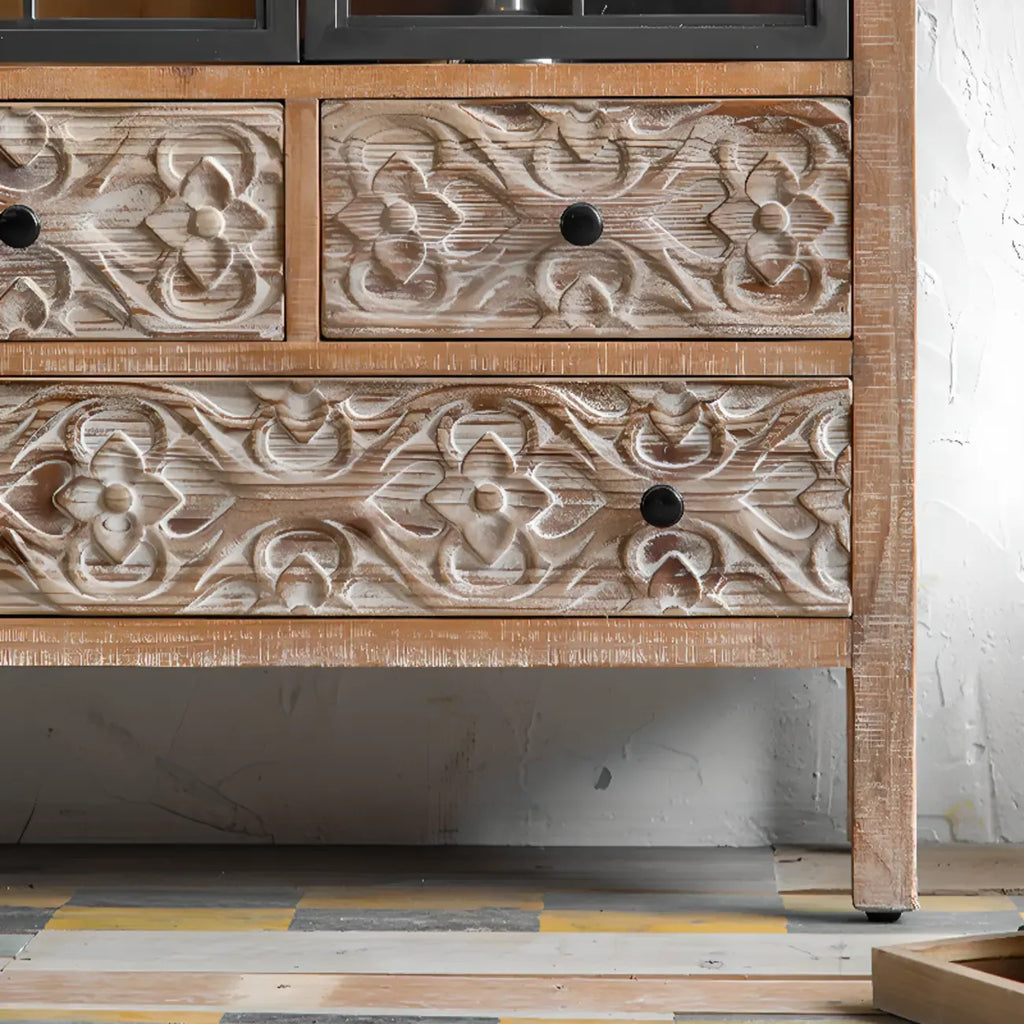 Armoire de rangement autoportante de style campagne française pour la décoration intérieure