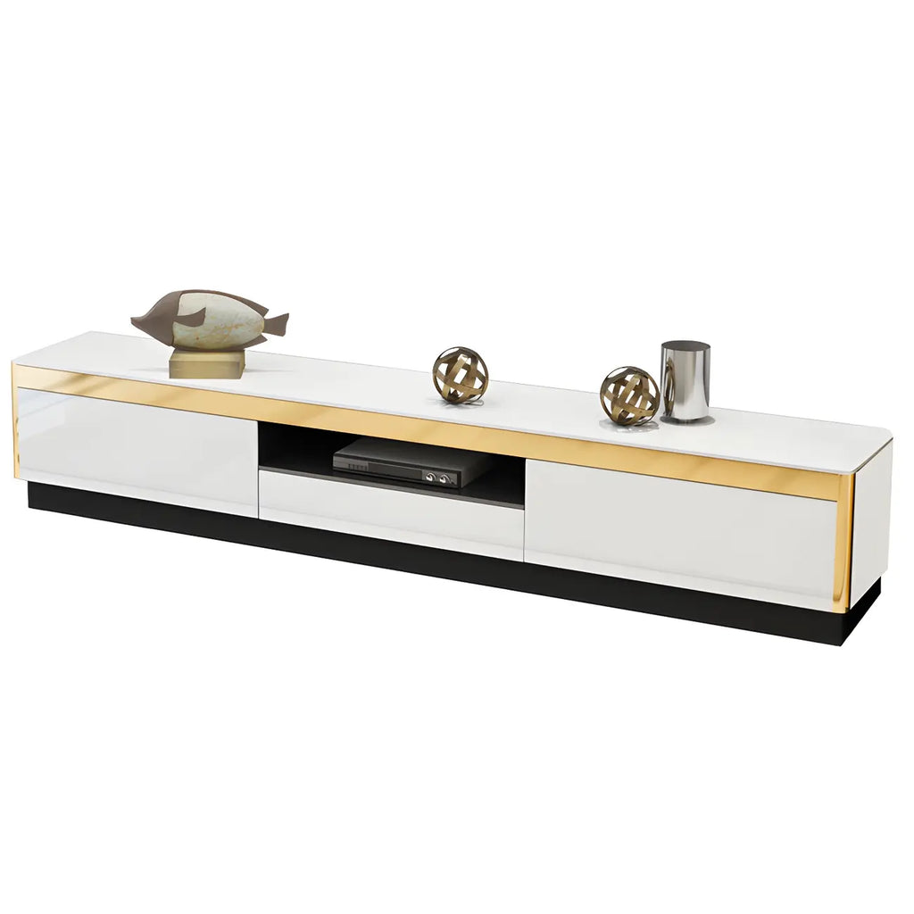 Meuble TV glamour en verre miroir avec tiroirs pour salon