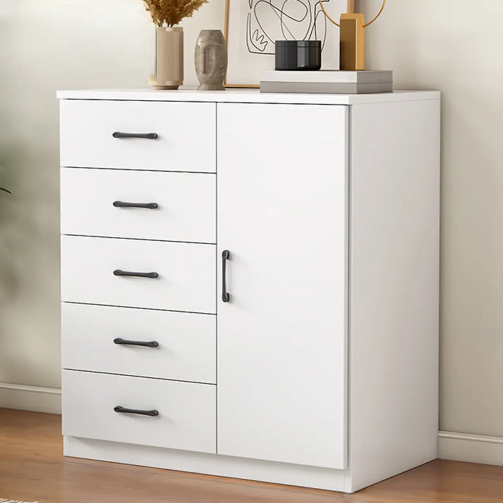 Armoire de rangement blanche minimaliste avec fermeture amortie et tiroirs
