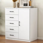 Armoire de rangement blanche minimaliste avec fermeture amortie et tiroirs