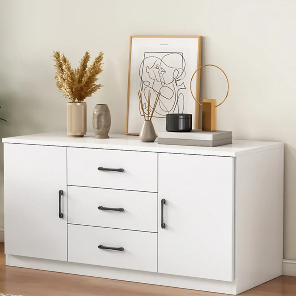Armoire de rangement blanche minimaliste avec fermeture amortie et tiroirs