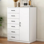 Armoire de rangement blanche minimaliste avec fermeture amortie et tiroirs