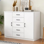 Armoire de rangement blanche minimaliste avec fermeture amortie et tiroirs