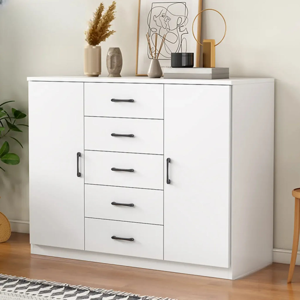 Armoire de rangement blanche minimaliste avec fermeture amortie et tiroirs