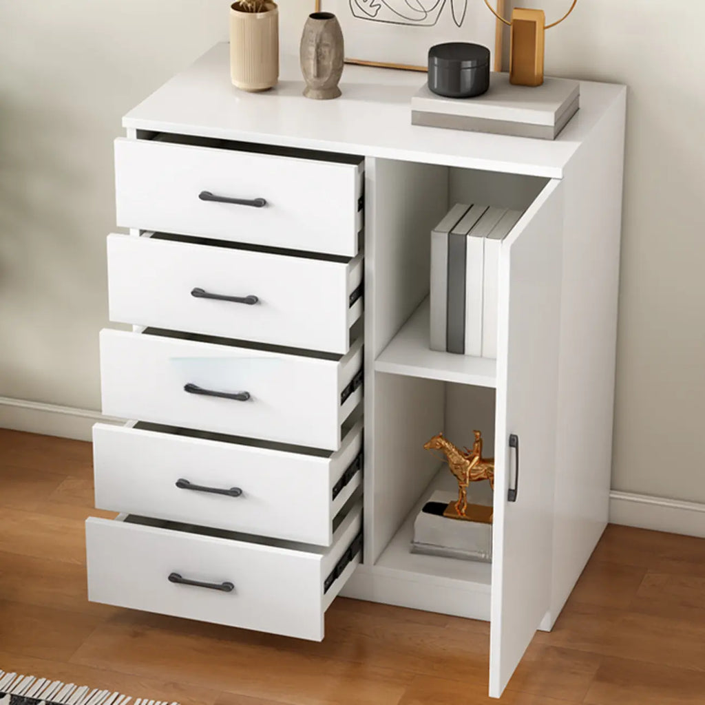 Armoire de rangement blanche minimaliste avec fermeture amortie et tiroirs