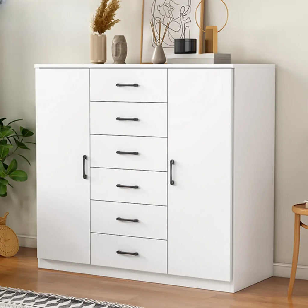 Armoire de rangement blanche minimaliste avec fermeture amortie et tiroirs