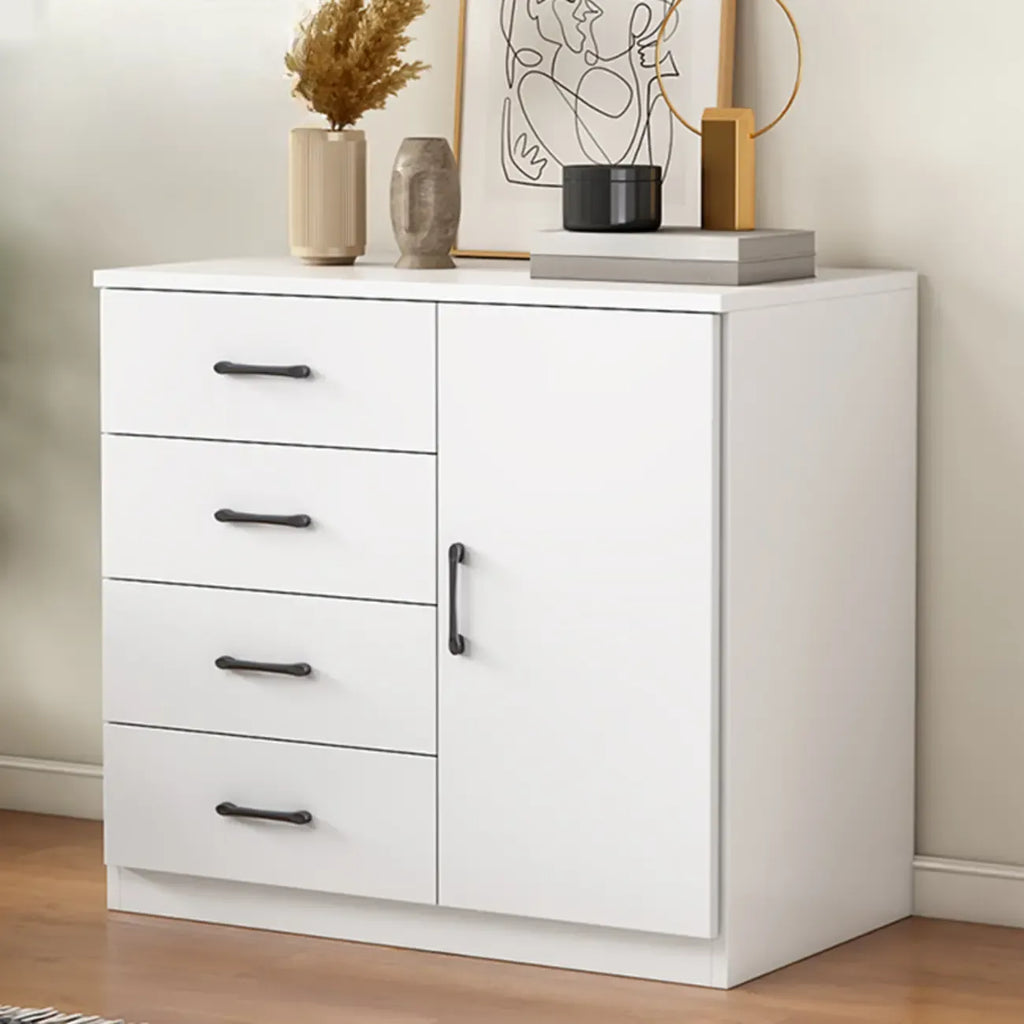 Armoire de rangement blanche minimaliste avec fermeture amortie et tiroirs