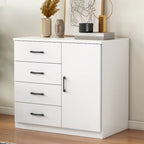 Armoire de rangement blanche minimaliste avec fermeture amortie et tiroirs