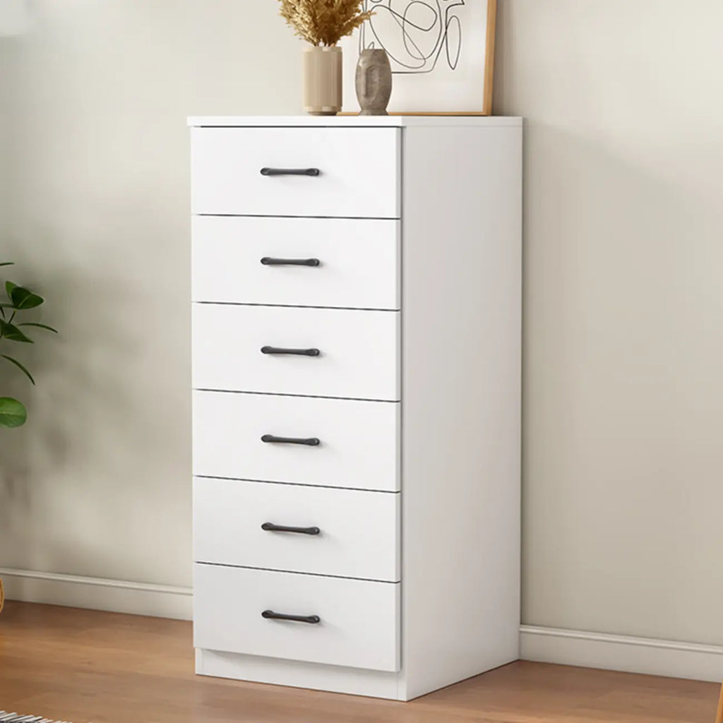 Armoire de rangement blanche minimaliste avec fermeture amortie et tiroirs