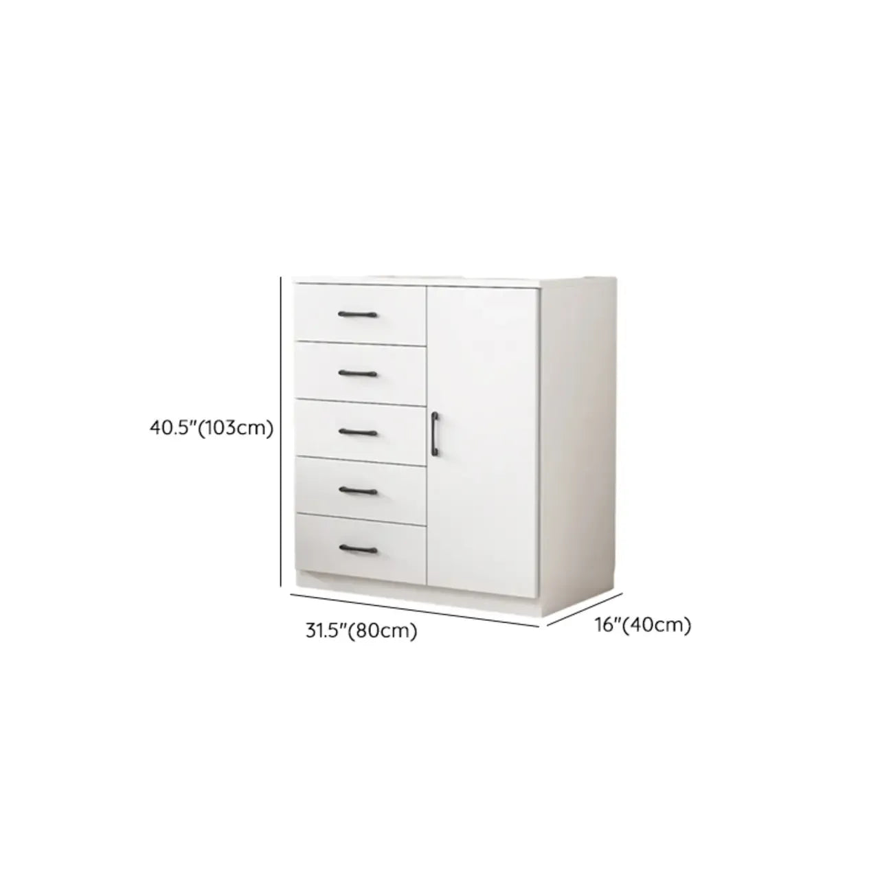 Armoire de rangement blanche minimaliste avec fermeture amortie et tiroirs