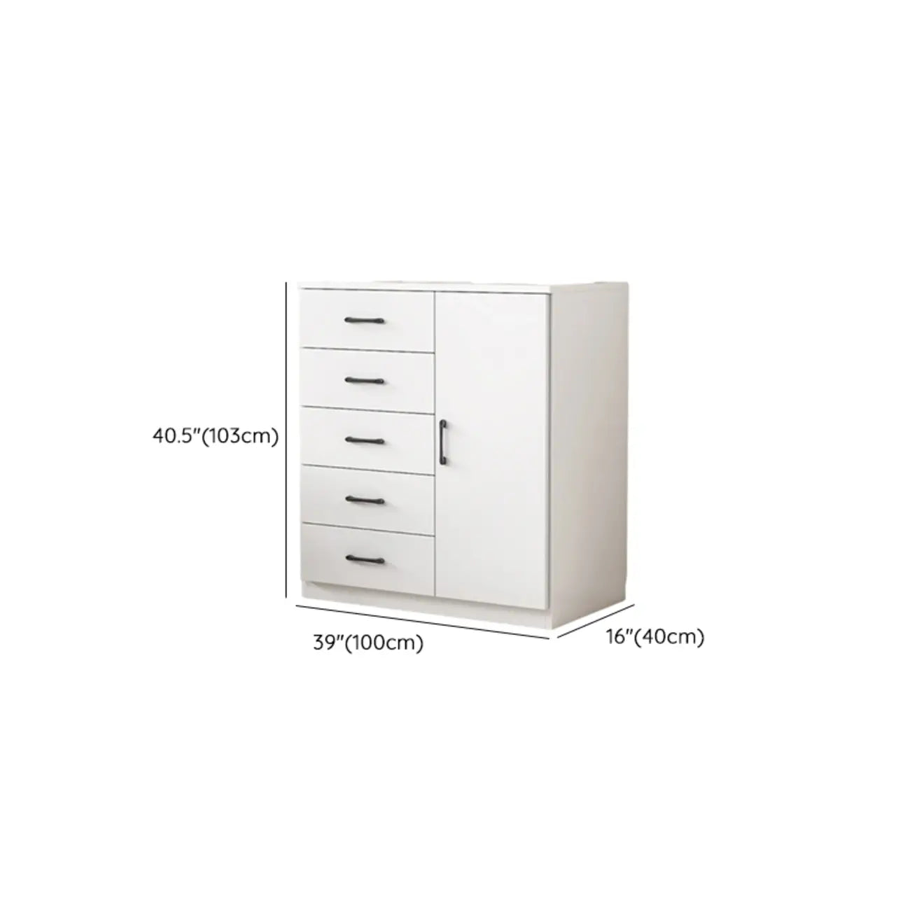 Armoire de rangement blanche minimaliste avec fermeture amortie et tiroirs