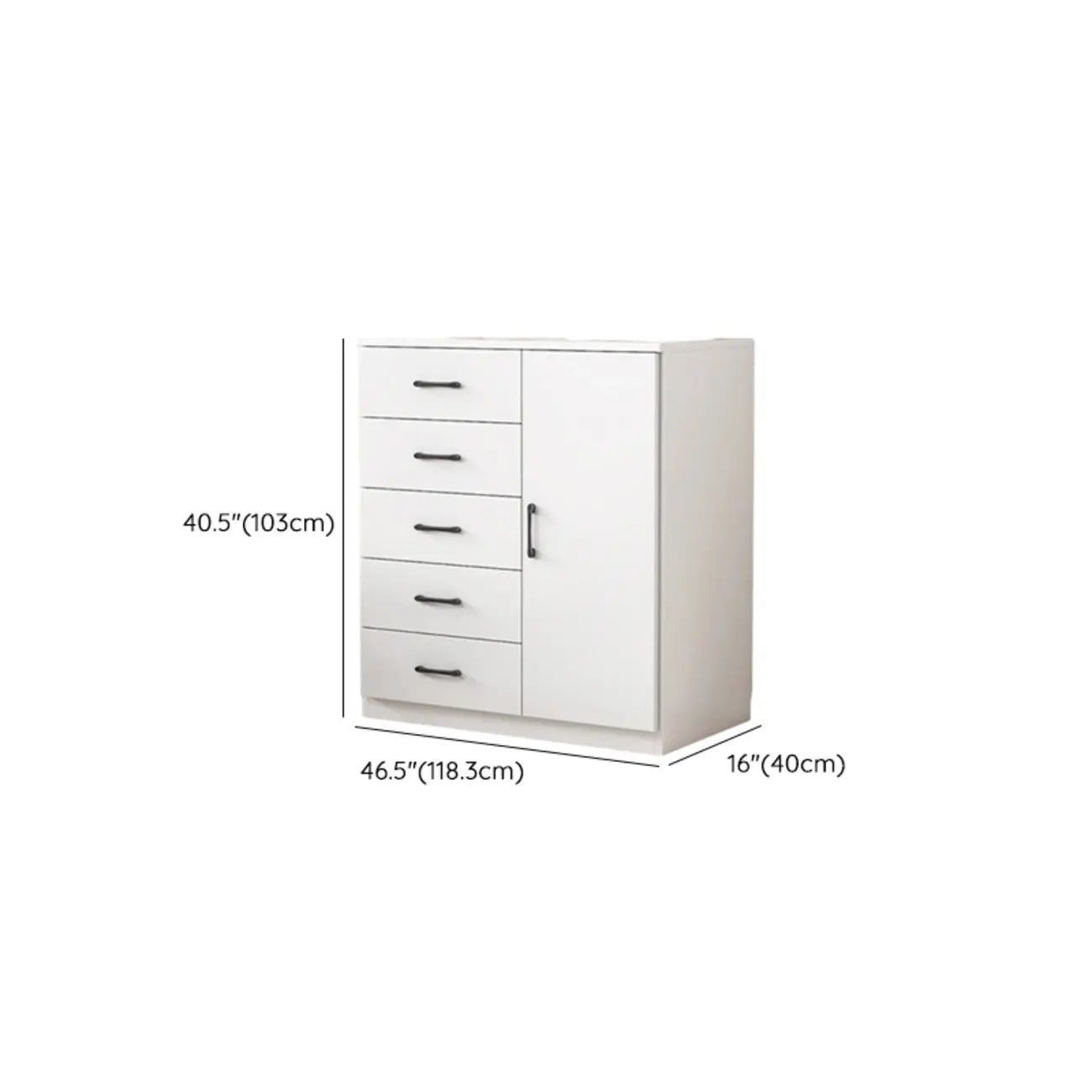 Armoire de rangement blanche minimaliste avec fermeture amortie et tiroirs
