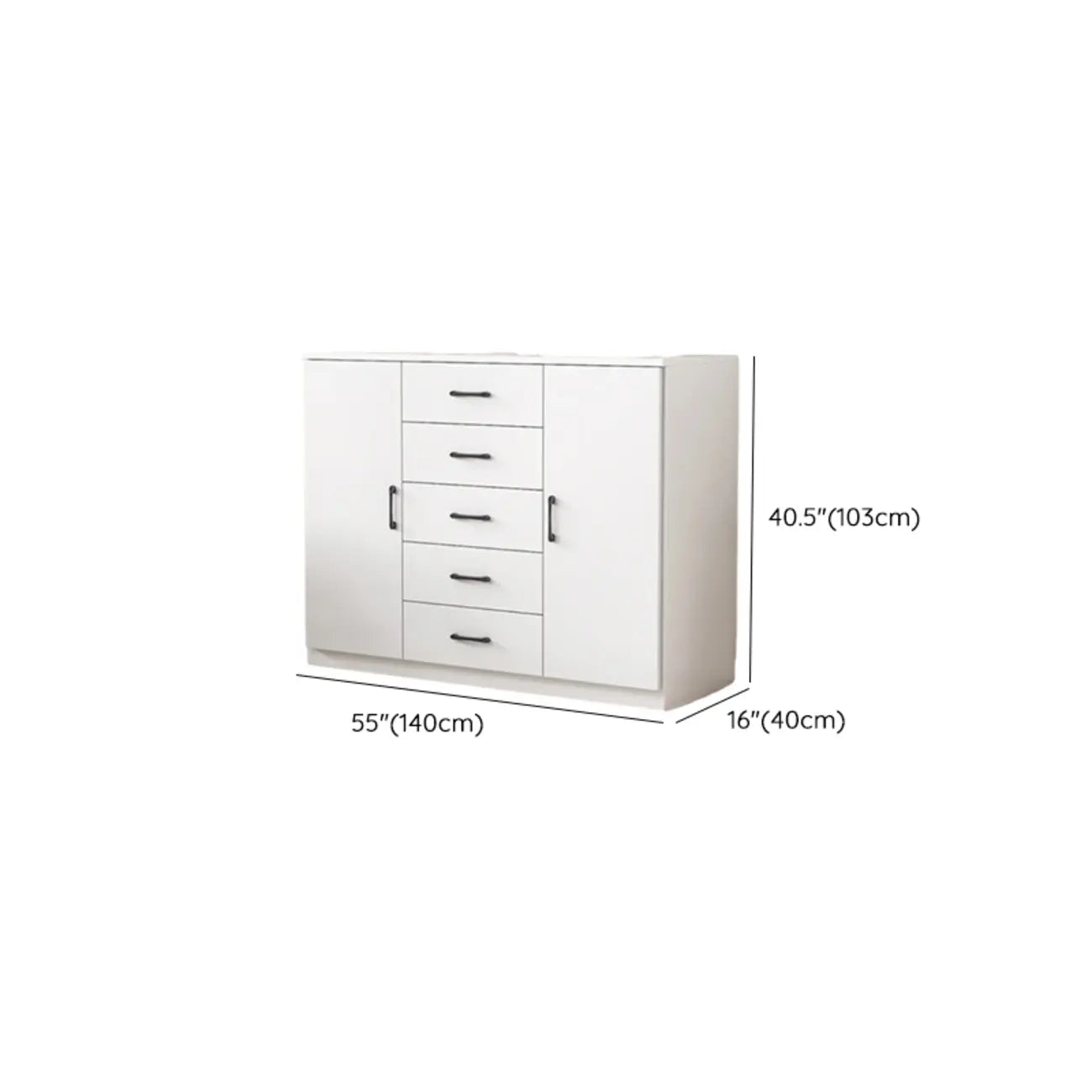 Armoire de rangement blanche minimaliste avec fermeture amortie et tiroirs