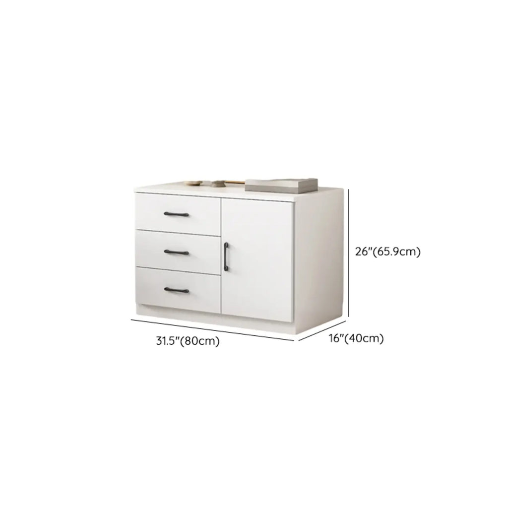 Armoire de rangement blanche minimaliste avec fermeture amortie et tiroirs