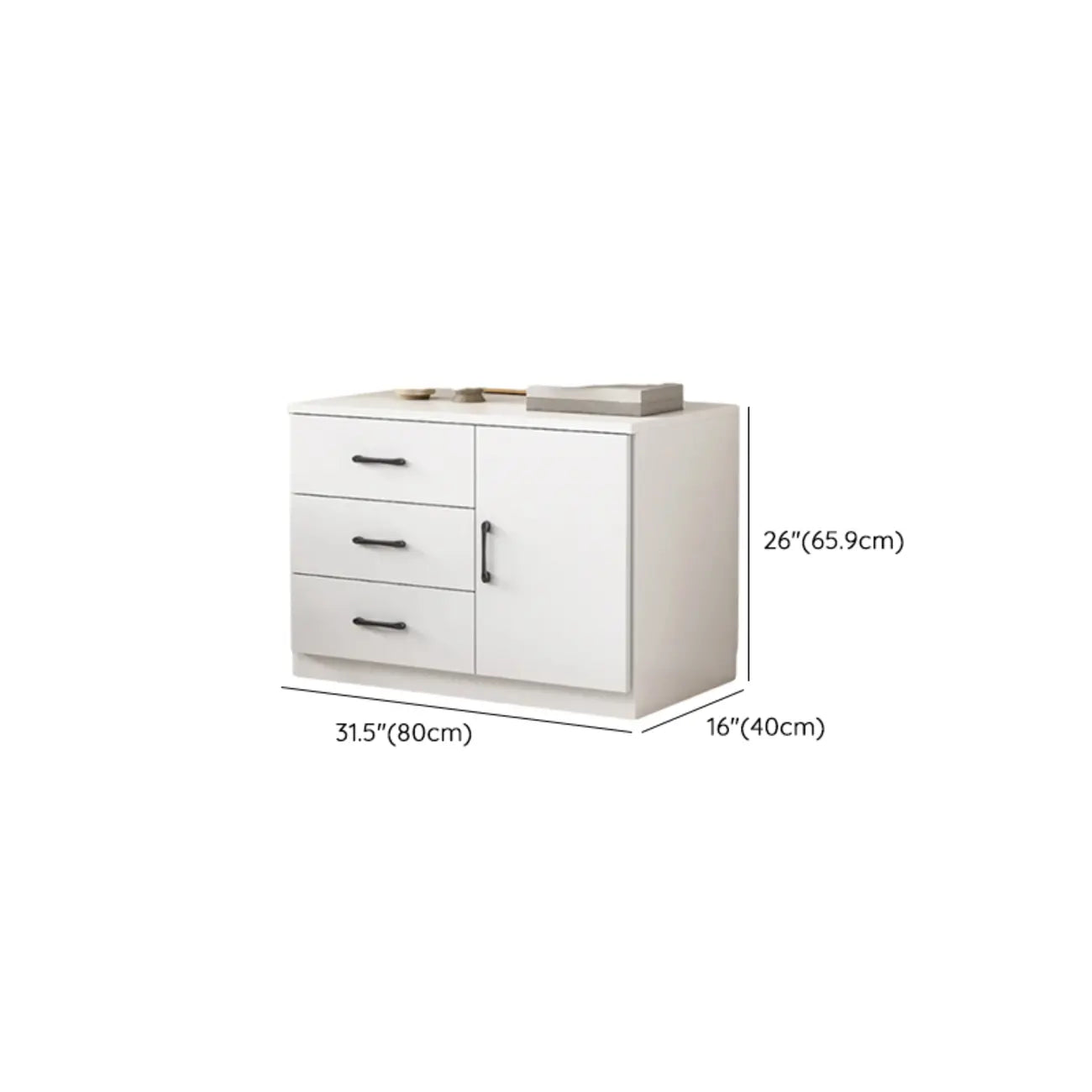 Armoire de rangement blanche minimaliste avec fermeture amortie et tiroirs