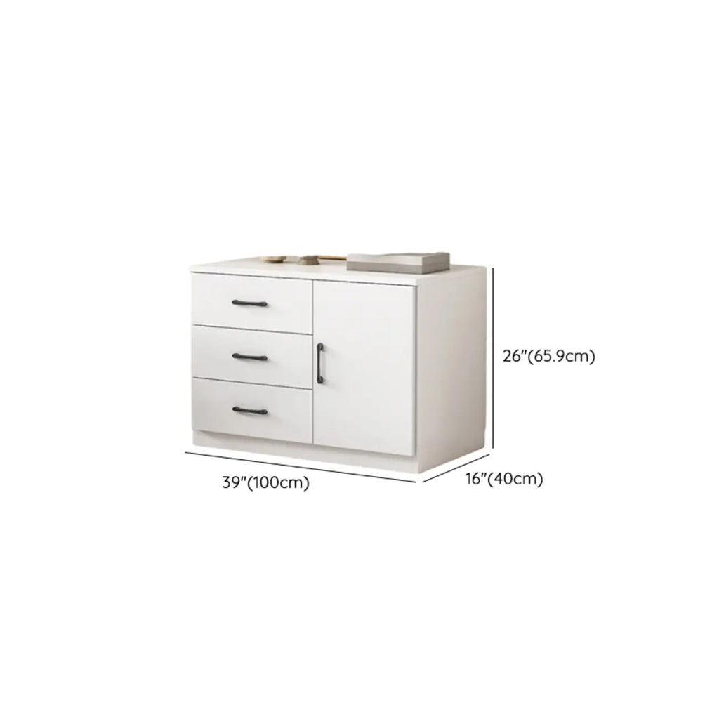 Armoire de rangement blanche minimaliste avec fermeture amortie et tiroirs