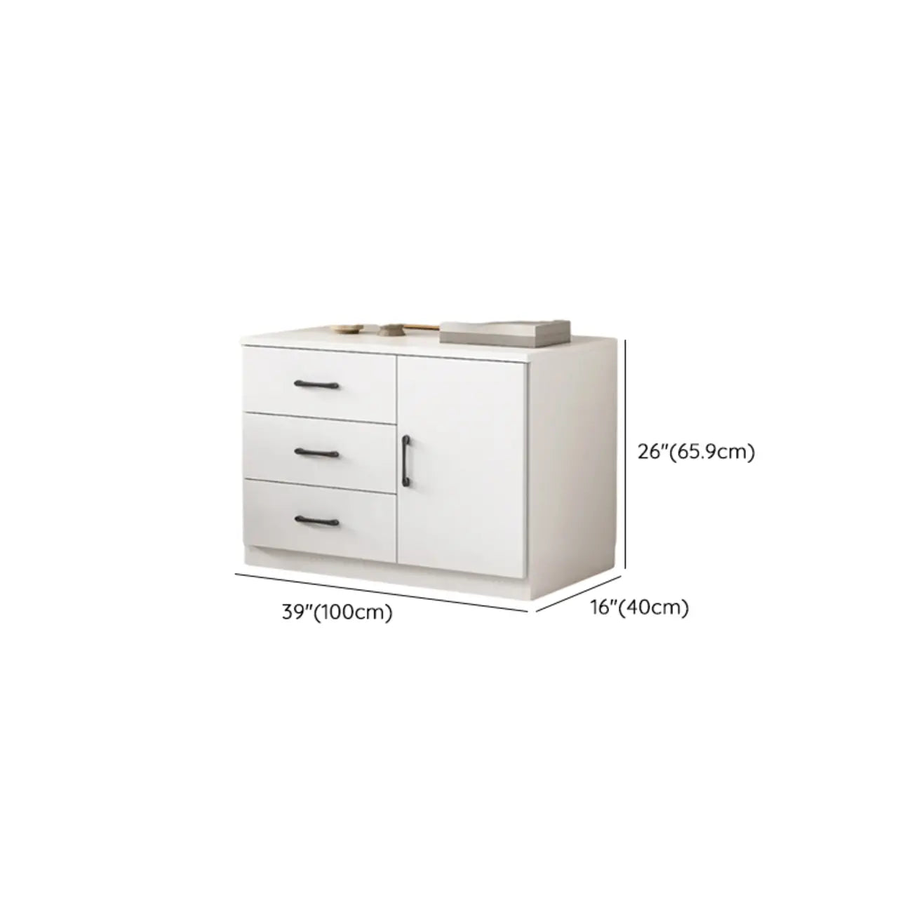 Armoire de rangement blanche minimaliste avec fermeture amortie et tiroirs