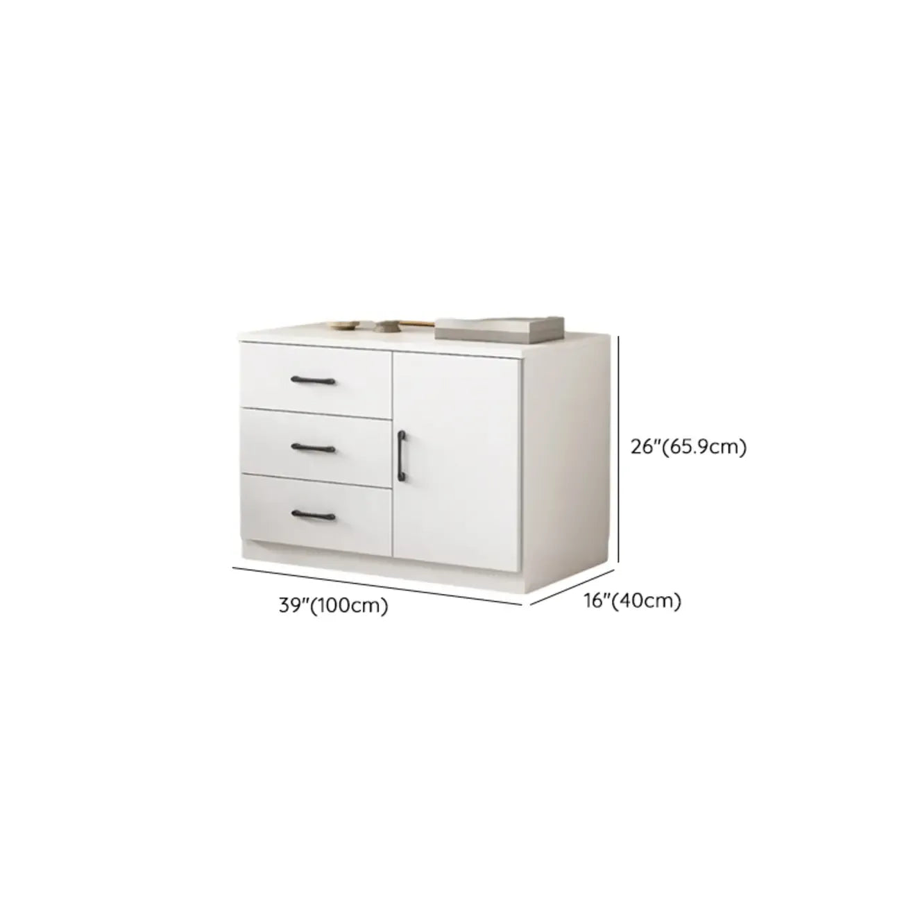 Armoire de rangement blanche minimaliste avec fermeture amortie et tiroirs